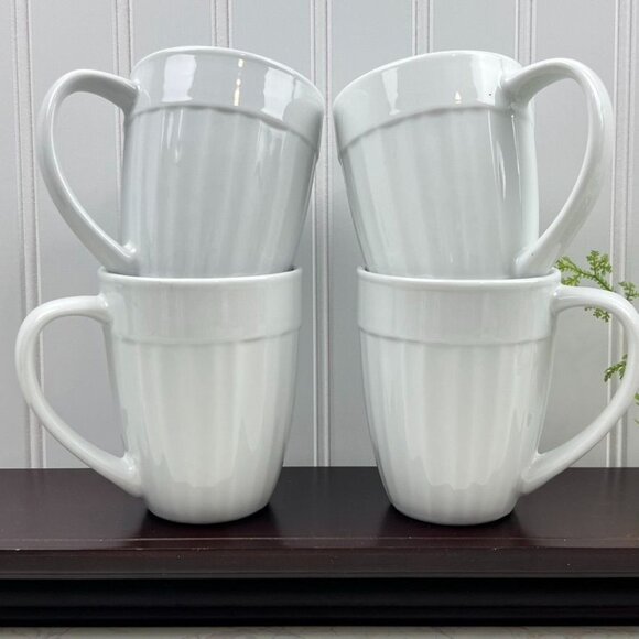 Corningware Set of 4 French White Porcelain Coffee Mugs - Picture 1 of 11
